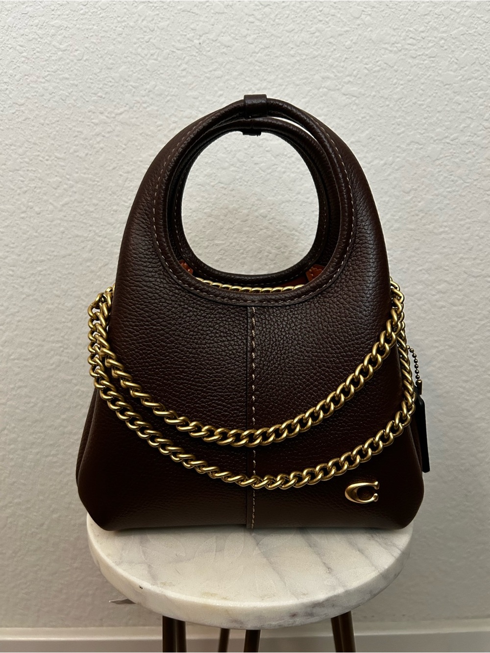 Coach Pebbled Leather Mini Lana 19 with Gold Chain